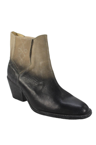 Free People Womens Leather Ombre Print Cowboy Boots Brown Black Size 11