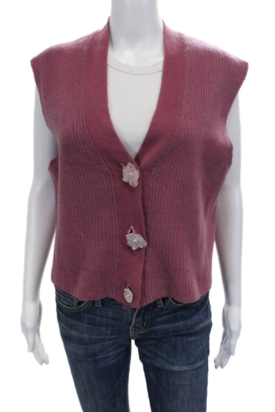 J Crew Womens 100% Cashmere V-Neck Vest Pink Size M