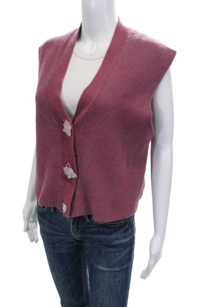 J Crew Womens 100% Cashmere V-Neck Vest Pink Size M