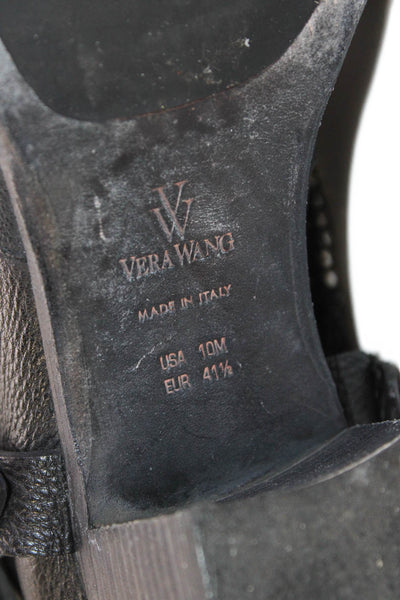 Vera Wang Lavender Label Womens Leather Embellished Boots Heels Black Size 10M