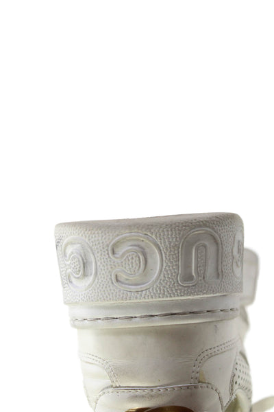 Gucci Womens GG Embossed Leather Platform Casual Sneakers White Size 9