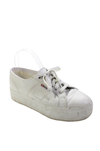 Superga Womens 2790 Napa Leather Platform Low-Top Sneakers White Size 9.5