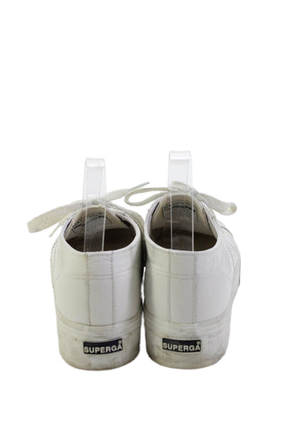 Superga Womens 2790 Napa Leather Platform Low-Top Sneakers White Size 9.5