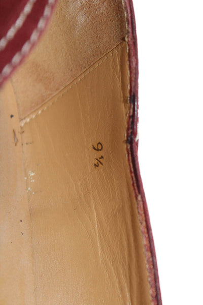 Tods Womens Suede Embellished Kitten Heels Shoes Red Size 9.5