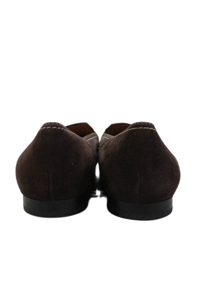 Tods Womens Suede Embellished Pointed Toe Loafers Shoes Brown Size 9.5