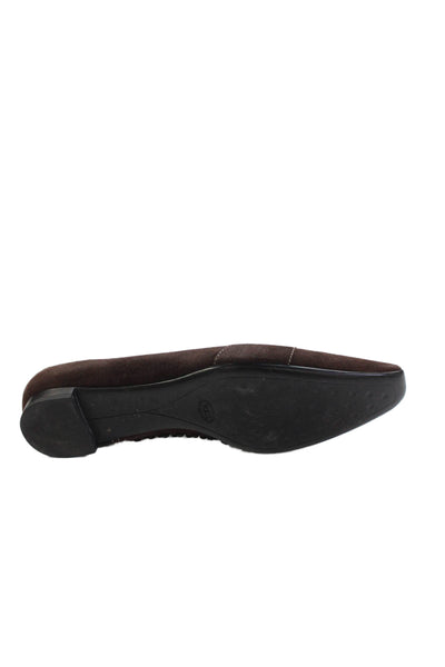 Tods Womens Suede Embellished Pointed Toe Loafers Shoes Brown Size 9.5