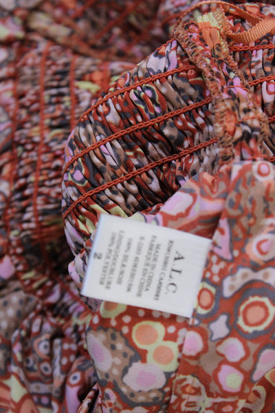 ALC Womens Multicolor Silk Paisley V-Neck Mini Dress Short Sleeve Size 2