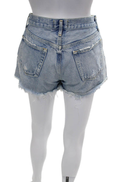 Agolde Womens Cut-Off Cotton Shorts Blue Button Size 27