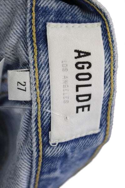 Agolde Womens Cut-Off Cotton Shorts Blue Button Size 27