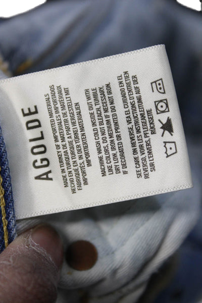 Agolde Womens Cut-Off Cotton Shorts Blue Button Size 27