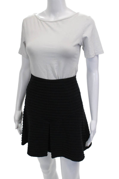 Theory Women A-Line Skirt Black Cotton Blend Zip Short Size 4