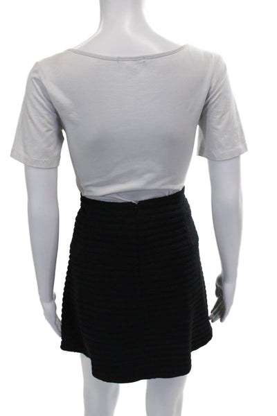 Theory Women A-Line Skirt Black Cotton Blend Zip Short Size 4