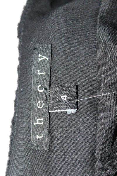 Theory Women A-Line Skirt Black Cotton Blend Zip Short Size 4