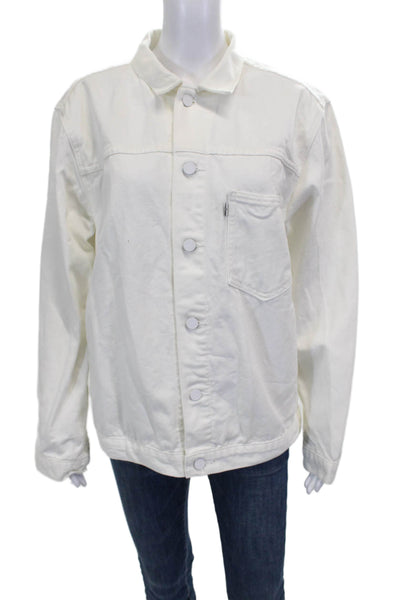 Levis Unisex Adults Denim Jacket White Cotton Button Size L