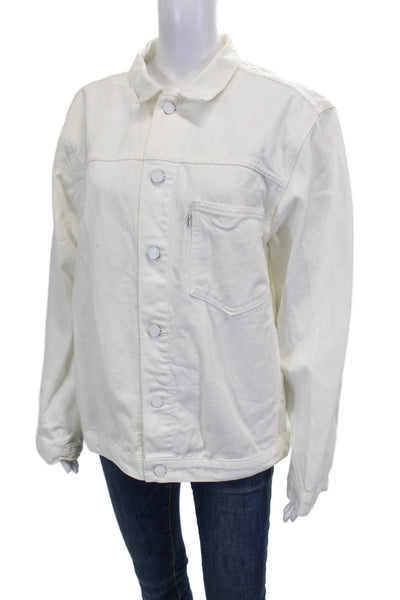Levis Unisex Adults Denim Jacket White Cotton Button Size L