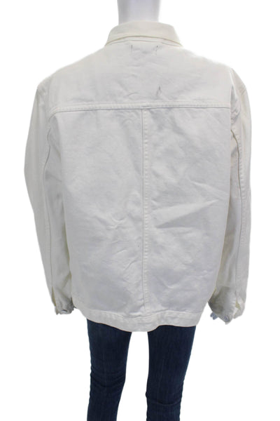Levis Unisex Adults Denim Jacket White Cotton Button Size L