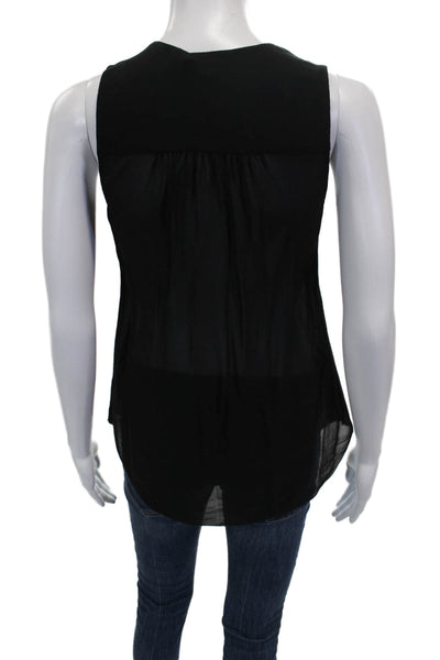 Babaton Womens Basic Silk V-Neck Blouse Black Pullover Size S