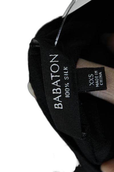 Babaton Womens Basic Silk V-Neck Blouse Black Pullover Size S