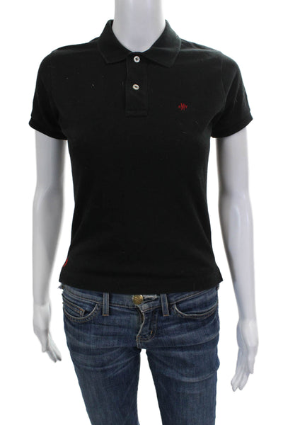 Ralph Lauren Blue Label Womens Black Cotton Collared Short Sleeve Polo Size S