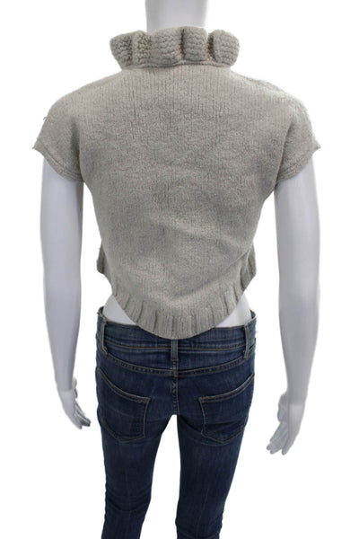Marc Jacobs Womens Cowl Neck Pullover Beige Wool Blend Short Sleeve Size XS