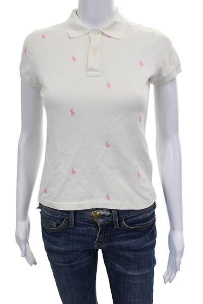 Ralph Lauren Black Label Women White Cotton Collared Short Sleeve Polo Size S