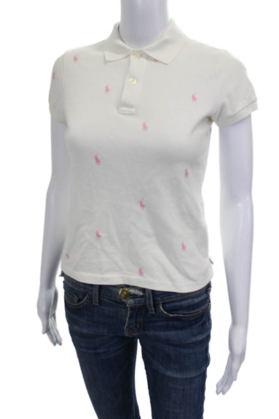 Ralph Lauren Black Label Women White Cotton Collared Short Sleeve Polo Size S