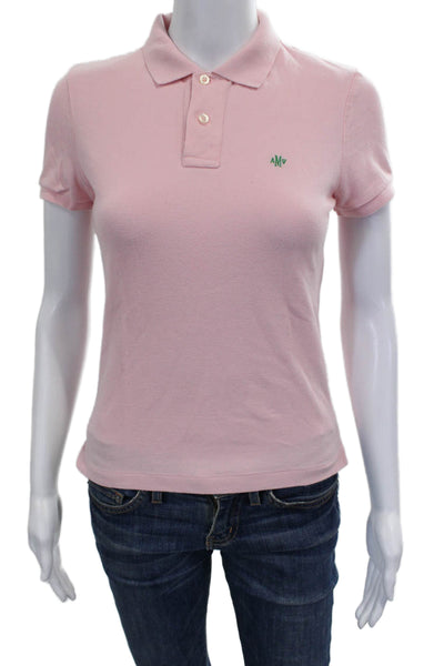 Ralph Lauren Blue Label Women Pink Cotton Collared Polo Short Sleeve Size S