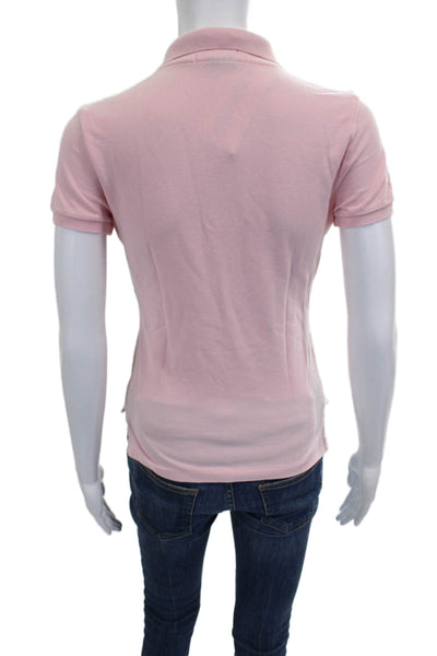 Ralph Lauren Blue Label Women Pink Cotton Collared Polo Short Sleeve Size S
