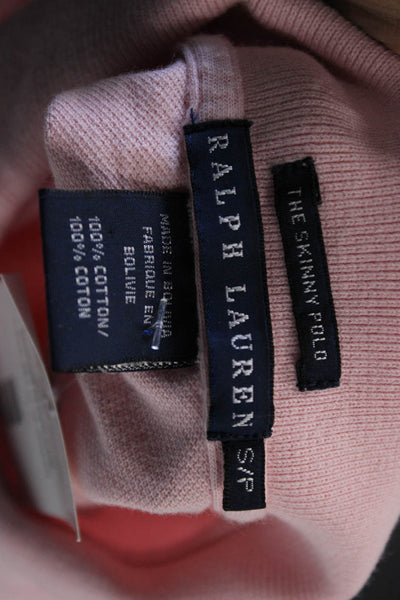 Ralph Lauren Blue Label Women Pink Cotton Collared Polo Short Sleeve Size S