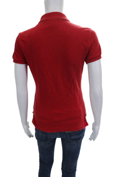 Ralph Lauren Blue Label Womens Polo Red Cotton Collared Short Sleeve Size S