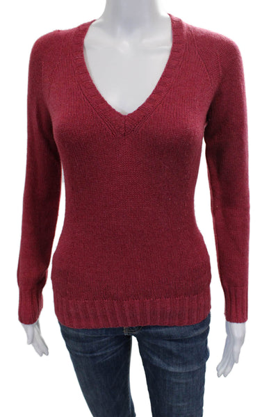 Loro Piana Women Cashmere V Neck Pullover Red Long Sleeve Size 42