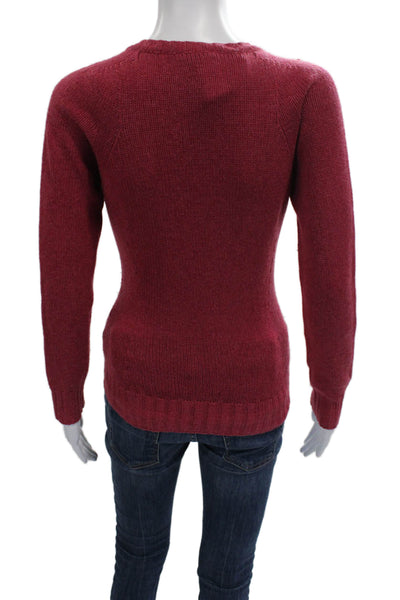 Loro Piana Women Cashmere V Neck Pullover Red Long Sleeve Size 42
