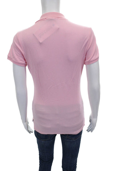 Ralph Lauren Blue Label Women Polo Pink Cotton Collared Short Sleeve Size M