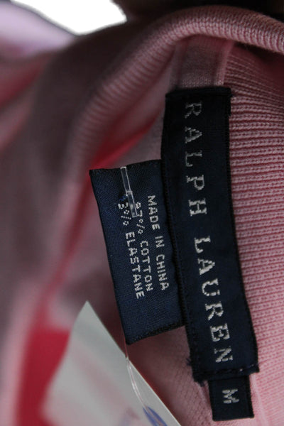 Ralph Lauren Blue Label Women Polo Pink Cotton Collared Short Sleeve Size M