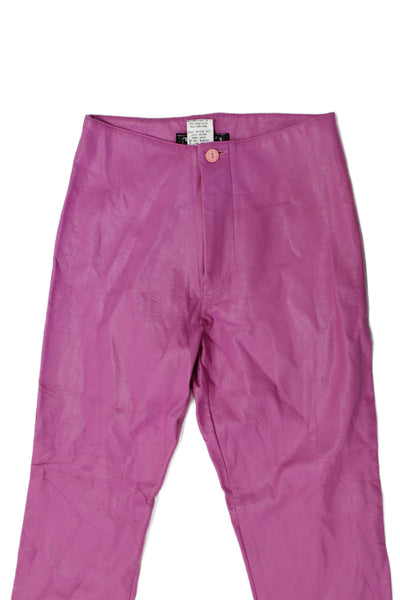 Tark 1 Women Pants Pink Polyurethane Button Closure Size 1