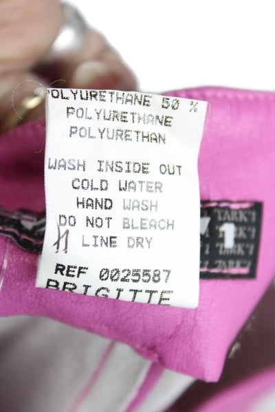 Tark 1 Women Pants Pink Polyurethane Button Closure Size 1