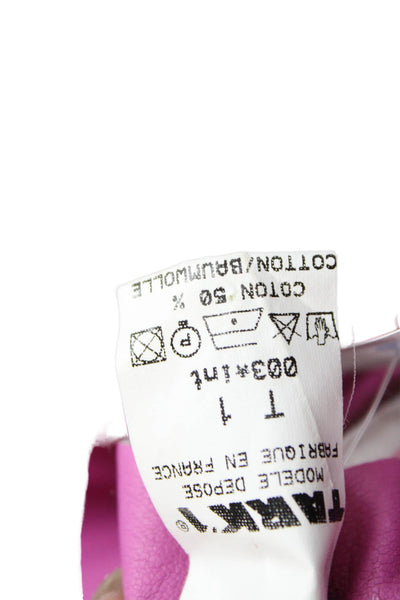 Tark 1 Women Pants Pink Polyurethane Button Closure Size 1