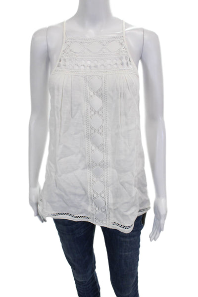 Ramy Brook Womens Basic Viscose Halter Tank Sleeveless Button White Size M