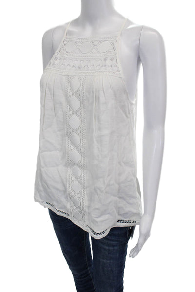 Ramy Brook Womens Basic Viscose Halter Tank Sleeveless Button White Size M