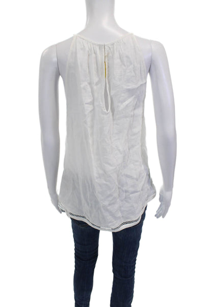 Ramy Brook Womens Basic Viscose Halter Tank Sleeveless Button White Size M