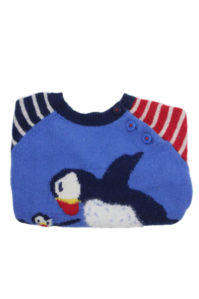 Baby Boden Childrens Boys Pullover Sweater Blue Cotton Size 2-3