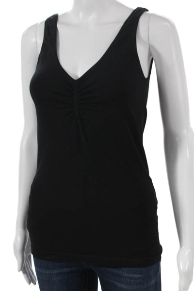 Elie Tahari Women Black V-Neck Basic Tank Sleeveless Nylon Top Size L