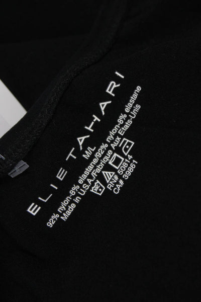 Elie Tahari Women Black V-Neck Basic Tank Sleeveless Nylon Top Size L
