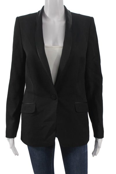 Pallas Womens Tuxedo Blazer Black Wool Button Long Sleeve Size 38
