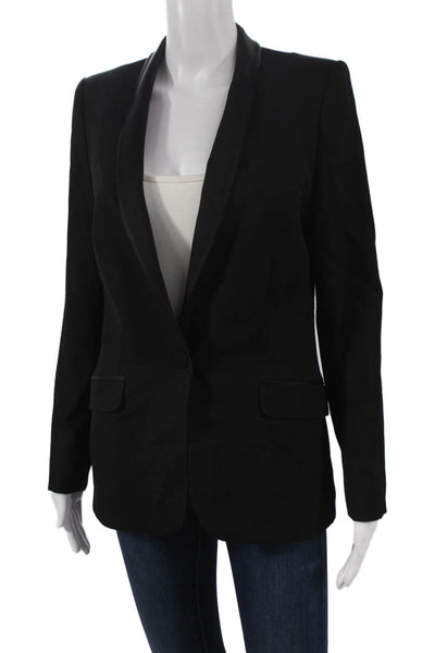 Pallas Womens Tuxedo Blazer Black Wool Button Long Sleeve Size 38