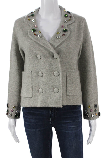 Zara Women Gray Nylon Pea Coat Button Long Sleeve Size S