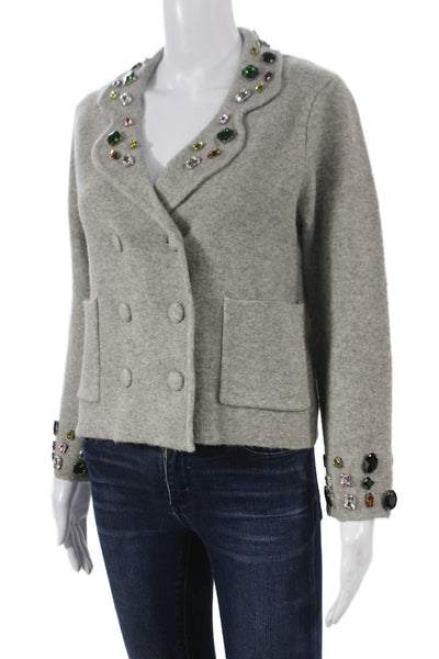 Zara Women Gray Nylon Pea Coat Button Long Sleeve Size S