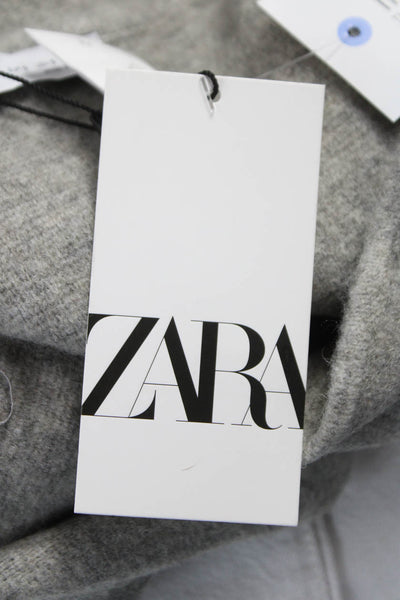 Zara Women Gray Nylon Pea Coat Button Long Sleeve Size S