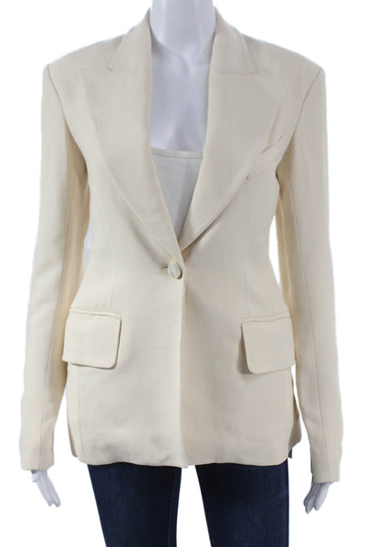 Khaite Womens Ivory Viscose Blazer Button Long Sleeve Size 0