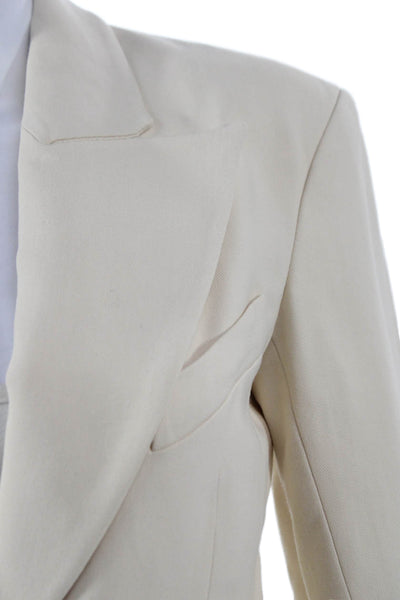 Khaite Womens Ivory Viscose Blazer Button Long Sleeve Size 0